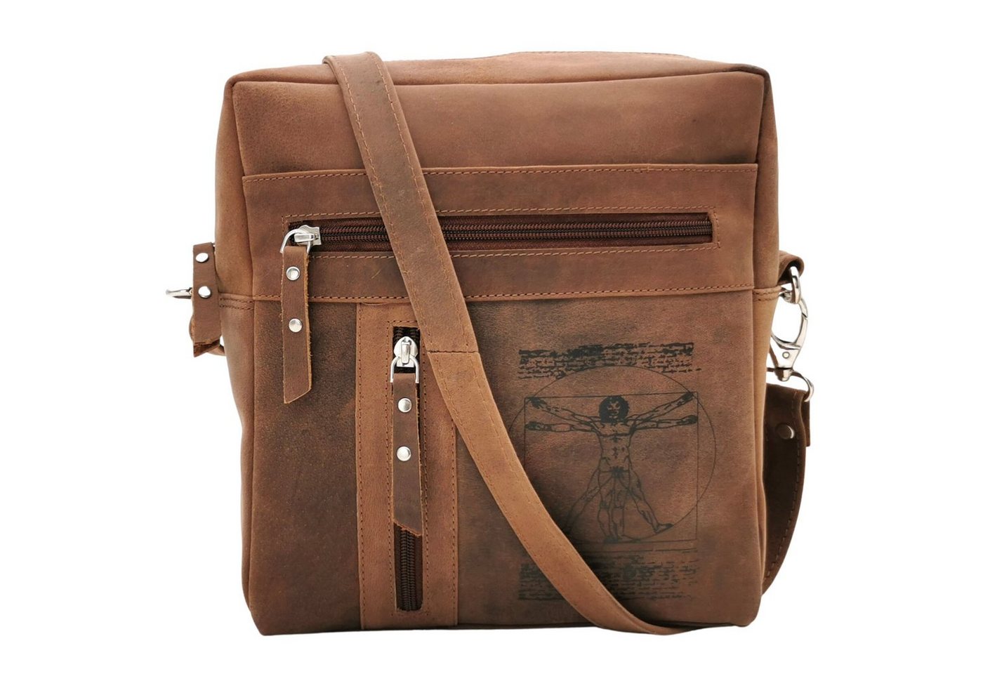 Landleder Messenger Bag Anatomy Vintage Unisex Umhängetasche, 100% Rindleder von Landleder