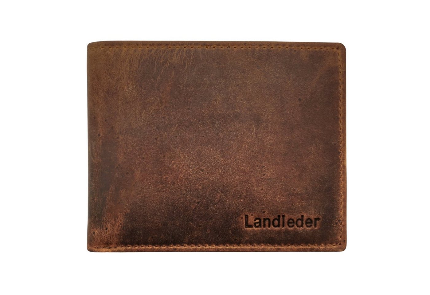 Landleder Mini Geldbörse Rustikales kleines Echtleder Portemonnaie, naturbelassenes Vollrindleder von Landleder