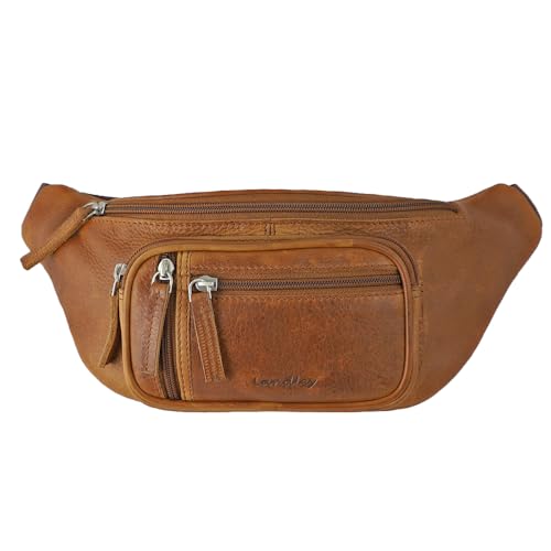 Geräumige Leder-Hüfttasche - Beuteltasche - Damen/Herren/Unisex - Antikes Vintage Pull-up-Leder (Cognac) von Landley