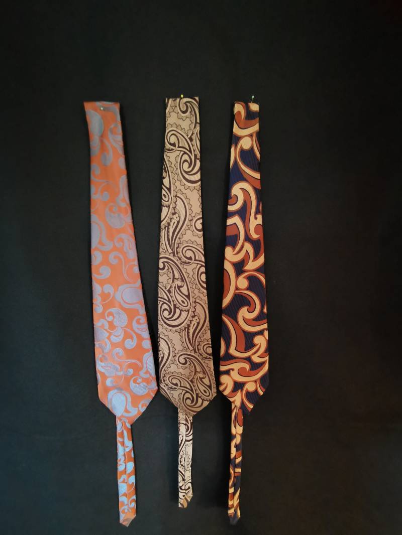 3 Original Vintage Krawatten Mit Paisley Muster 70Er Jahre Trevira Retro Style Design von Landmum