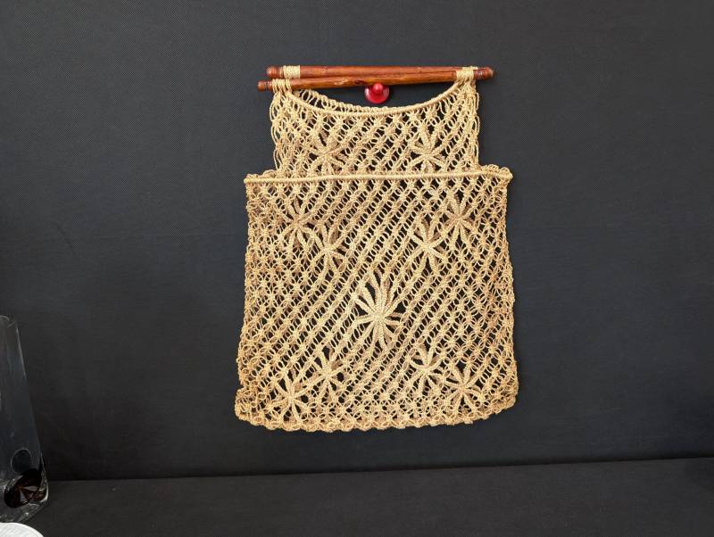 Alte Vintage Einkaufstasche Handtasche Tasche Beutel Häkeltasche Unbenutzt Makramee von Landmum