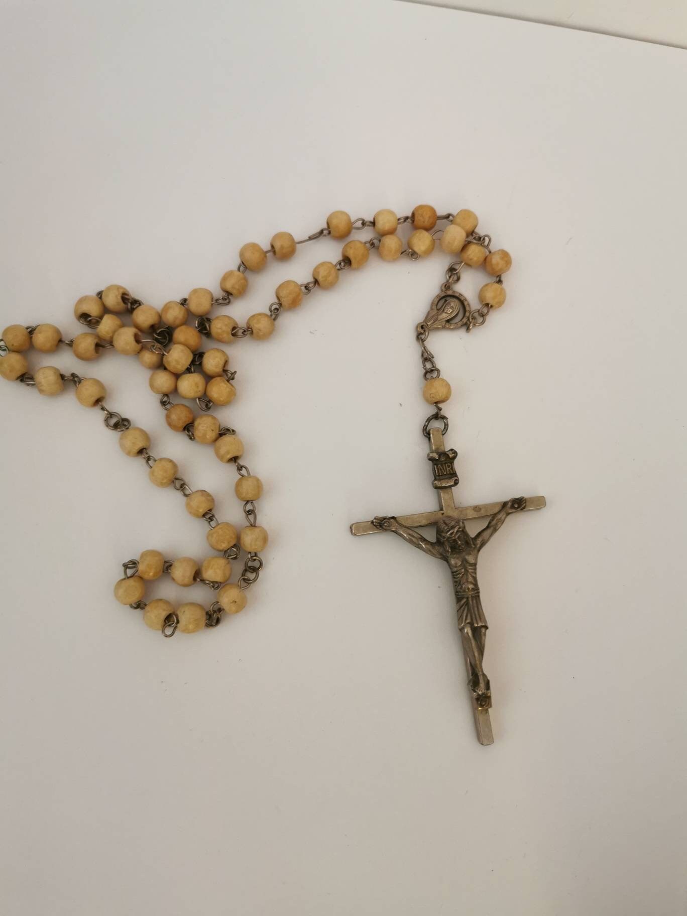 Rosenkranz Vintage Gebetskette Kette Metall Und Holz Beten Gott von Landmum