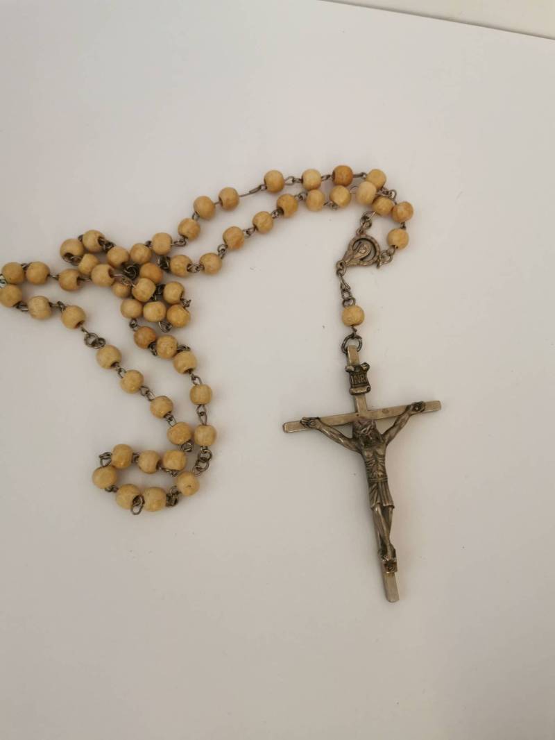 Rosenkranz Vintage Gebetskette Kette Metall Und Holz Beten Gott von Landmum