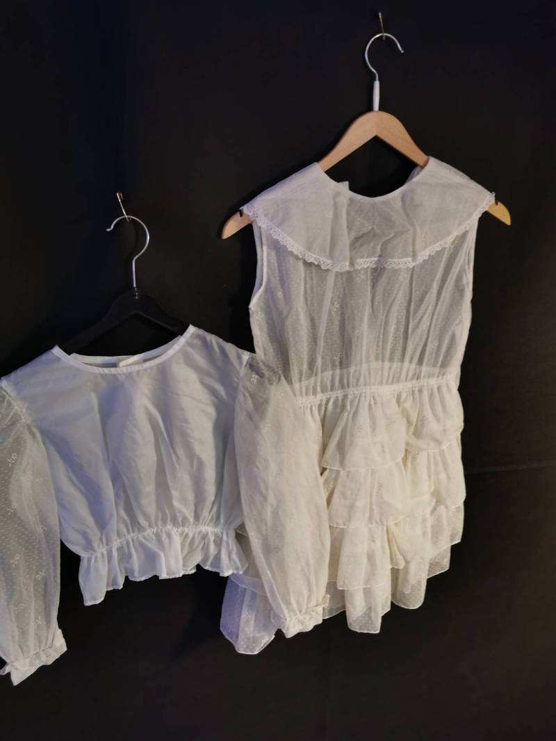 Taufe Taufkleid Kommunionkleid Engelchen 2 Teile Halloween 60Er Mädchenkleid Kleid Vintage Rüschen von Landmum