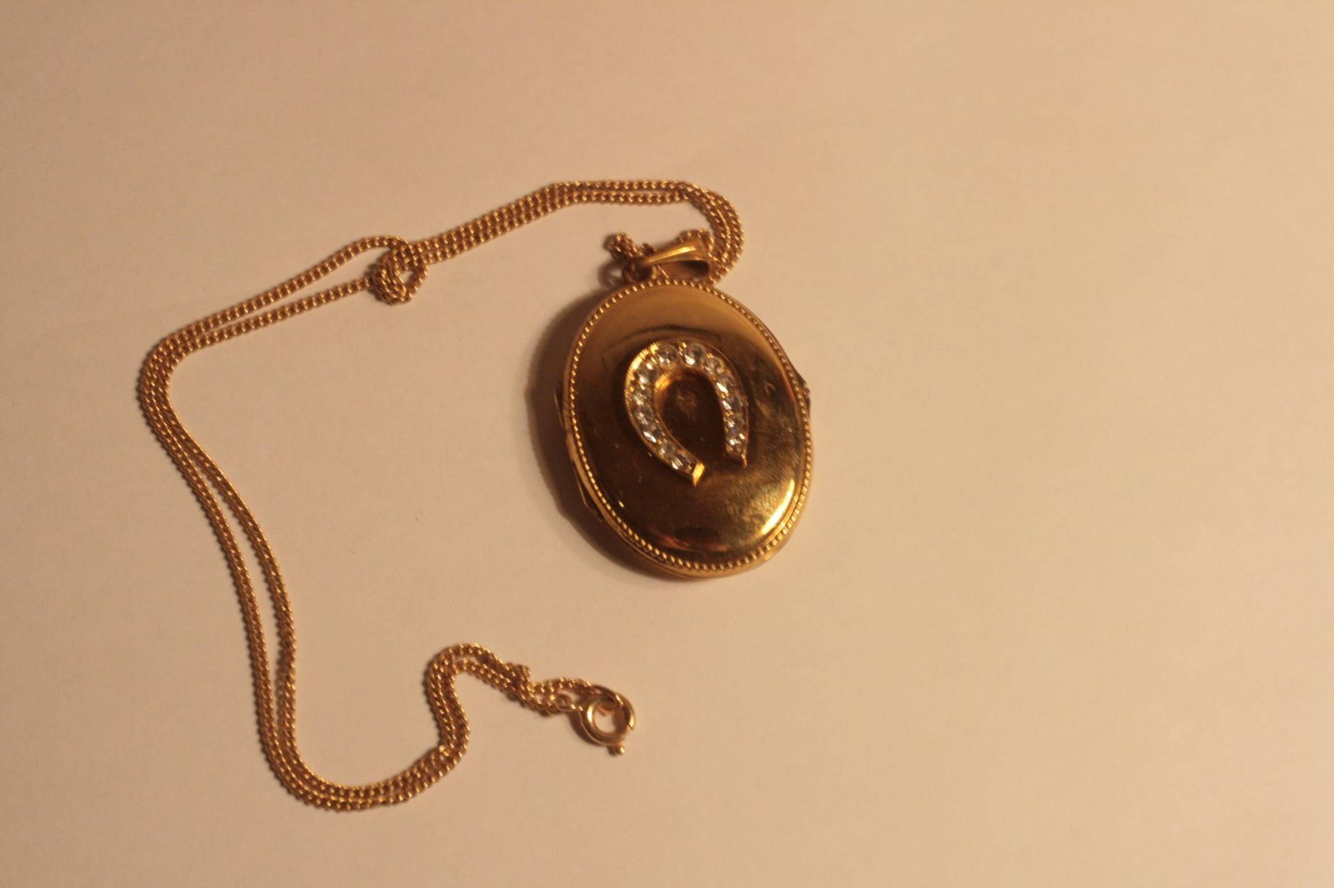 Vintage 50Er Medallion Fotoanhänger Brosche Gold Double Mit Kette von Landmum