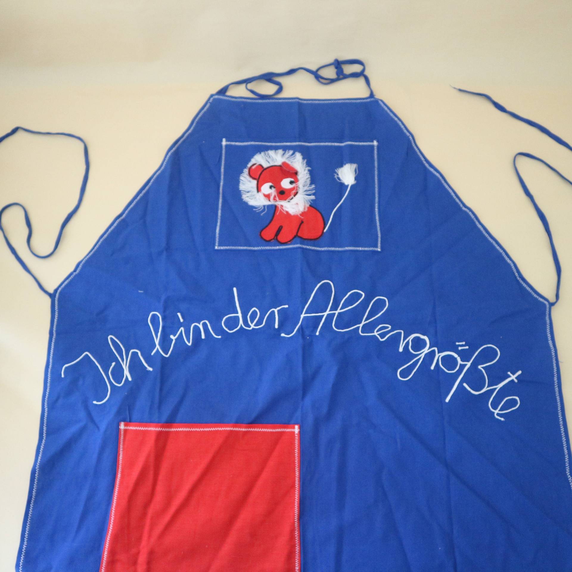 Vintage Kinderschürze Schürze Prilblumen Baumwolle Löwe Latzschürze Mit Spruch Blau So Süß von Landmum