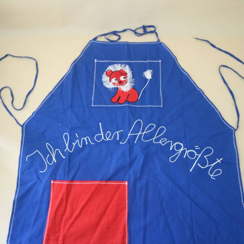Vintage Kinderschürze Schürze Prilblumen Baumwolle Löwe Latzschürze Mit Spruch Blau So Süß von Landmum