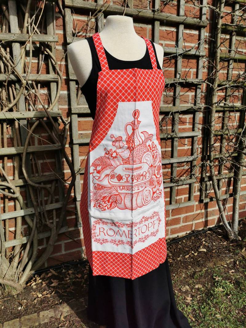 Vintage Schürze Super Römertopf 60Er Jahre Omas Baumwolle von Landmum