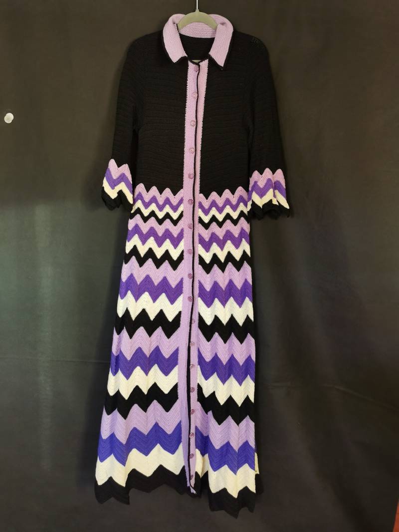 Vintage Strickmantel Mantel Gestrickt Strickjacke Lang 36/38 Damen Oversized Wolle von Landmum