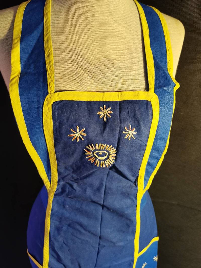 Vintage Zauberhaft 60Er Jahre Schürze Kochschürze Küchenschürze Kittel Blau von Landmum