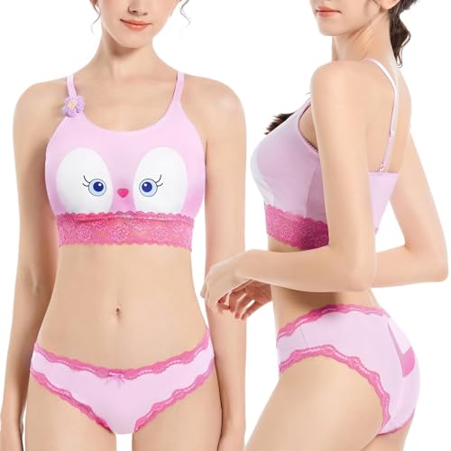 Landofgenie BH Und Höschen Sets Für Frauen Dessous Für Frauen Rosa Damen Bikini Unterwäsche Set LinaBell 4XL von Landofgenie