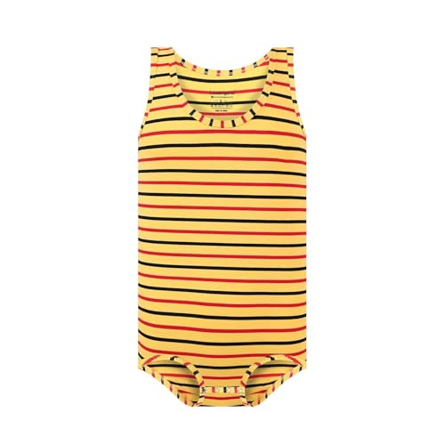 Landofgenie Body Herren Gestreifter Ärmellos Tank Top Bodysuit Pyjama Onesie Strampler für Erwachsene Gelb S von Landofgenie