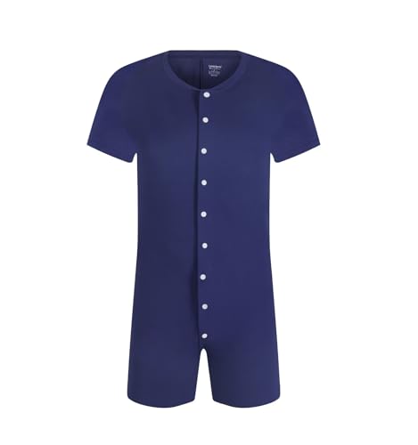 Landofgenie Bodysuit Herren Schlafanzug Shirt für Männer Body Einteiliger Unterwäsche Baumwolle Onesie Kurzarm Strampler Dunkelblau 2XL Landofgenie Bodysuit Herren Schlafanzug Shirt für Männer Body Einteiliger Unterwäsche Baumwolle Onesie Kurzarm Strampler Dunkelblau 2XL von Landofgenie
