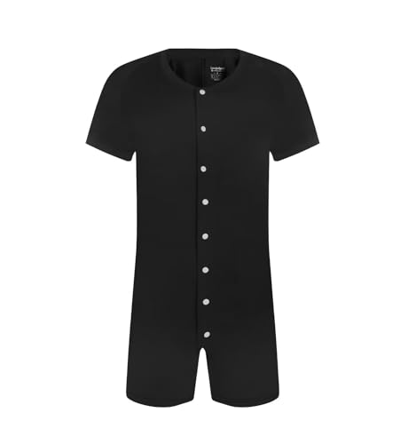 Landofgenie Bodysuit Herren Schlafanzug Shirt für Männer Body Einteiliger Unterwäsche Baumwolle Onesie Kurzarm Strampler Schwarz 2XL Landofgenie Bodysuit Herren Schlafanzug Shirt für Männer Body Einteiliger Unterwäsche Baumwolle Onesie Kurzarm Strampler Schwarz 2XL von Landofgenie