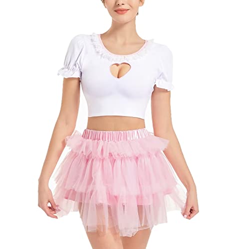 Landofgenie Damen 3-Lagen Tüll Petticoat Mini Rock Mesh Tüll Fluffy Rock L von Landofgenie