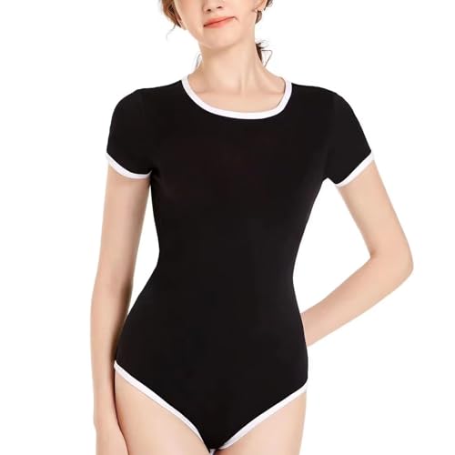 Landofgenie Body Damen Bodysuit Damen aus 95% Baumwolle 3-Knopfverschluss im Schritt Atmungsaktiv & Bequem für Alltag, Sport & Büro Schwarz XS von Landofgenie