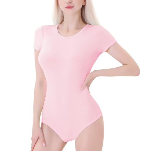 Landofgenie Body Damen Bodysuit Damen aus 95% Baumwolle 3-Knopfverschluss im Schritt Atmungsaktiv & Bequem für Alltag, Sport & Büro Rosa XS von Landofgenie
