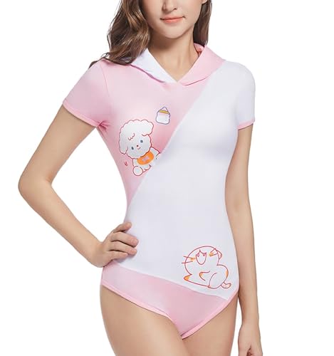 Landofgenie Damen Onesie Pyjamas Bodysuit Baumwolle Strampler Cosplay Kapuzen Romper XS von Landofgenie