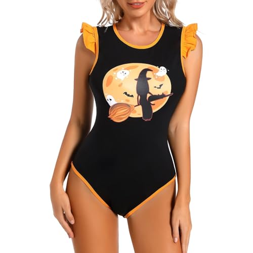 Landofgenie Damen Onesie Pyjamas Bodysuit Baumwolle Strampler Halloween Ärmelloses Einteiliges Top für Frauen XL von Landofgenie