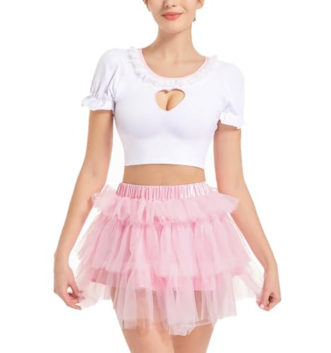 Landofgenie Frauen Kurze Petticoat Puffy Tüll Rock Flowy Röcke Für Frauen M von Landofgenie
