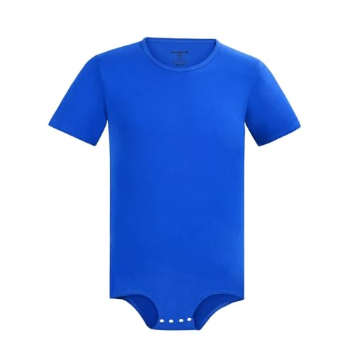 Landofgenie Herren Bodysuit Kurzarm Presse Botton Crotch Shirt Pyjamas Bodysuit Einteilige Strampler Blau 4XL von Landofgenie