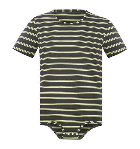 Landofgenie Herren Bodysuit One Piece Streifen Top Kurzarm Jumpsuit Einteiliger Unterwäsche Baumwolle Strampler braun 3XL von Landofgenie