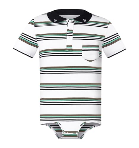 Landofgenie Herren Bodysuit Strampler Einteilige Für Männer Body Polo Shirt Pyjamas Press Botton Streifen Baumwolle Onesie Unterwäsche Weiß L von Landofgenie