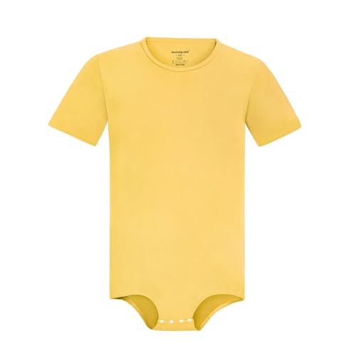 Landofgenie Herren Kurzarm Bodysuit Crotch Shirt Romper Plus Size Bodysuit Herren One Piece Pyjamas Gelb M von Landofgenie