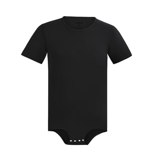 Landofgenie Herren Kurzarm Bodysuit Crotch Shirt Romper Plus Size Bodysuit Herren One Piece Pyjamas Schwarz XS von Landofgenie