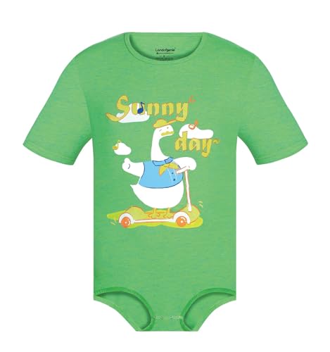 Landofgenie Herren Kurzarm-Bodysuit Leotard Tops Snap Button Crotch Shirt One Piece Romper Pajamas Nightwear Grün M von Landofgenie