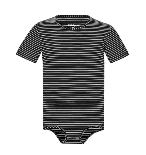Landofgenie Herren Onesie Pyjamas Druckknopf Schritt Shirt Bodysuit Kurzarm Romper Pyjama Gestreifte Onesie Schwarz XS von Landofgenie