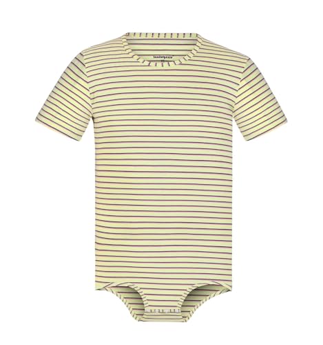 Landofgenie Herren Onesie Pyjamas Herren Druckknopf Schritt Shirt Bodysuit Kurzarm Gelb 2XL von Landofgenie