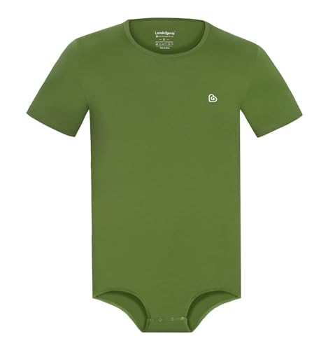 Landofgenie Herren Onesie Pyjamas für Erwachsene One Piece Pyjamas Kurzarm Crotch Bodysuit Top Shirt Romper Grau M von Landofgenie