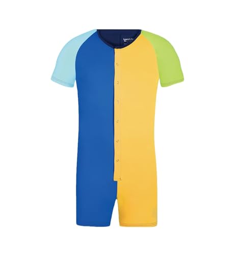 Landofgenie Herren Onesie Pyjamas für Männer One Piece Kontrastierender Pyjama Blau XS von Landofgenie