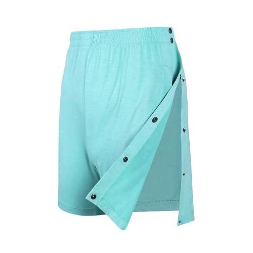 Landofgenie Herren Sport Shorts Unisex Abreißbare Shorts Kurze Hose Fitness Laufhose Sportliche Erholungsshorts nach Operationen mit Tasch Cyan L von Landofgenie