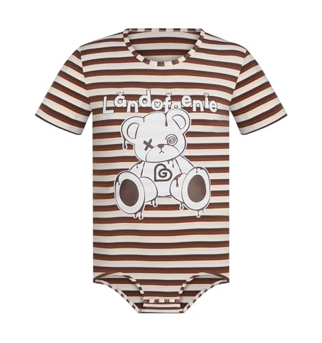 Landofgenie Männer Body Onesie Pyjamas Strampler Herren mit Streifen Einteiler Unterwäsche für Männer Braun 3XL von Landofgenie