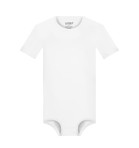 Landofgenie Männer Kurzarm Onesie Pyjama Bodysuit One Piece Nachtwäsche Leotard Pyjama Tops für Herren Weiß XL von Landofgenie