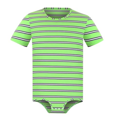 Landofgenie Männer Kurzarm Strampler Pyjama Bodysuit Strampler Streifen Einteilige Grün 2XL von Landofgenie