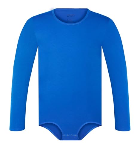 Landofgenie Herren Body mit Knopfleiste im Schritt Langarm Baumwolle Onesie für Alltag & Pflege Praktischer Strampler Blau XS von Landofgenie