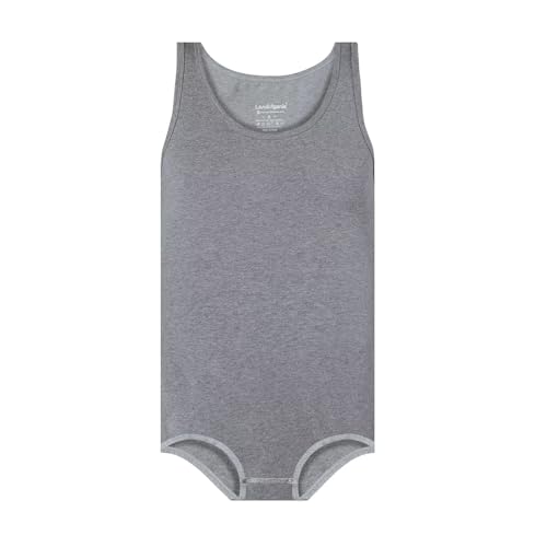 Landofgenie Männer ärmellos Vest Bodysuit Einteiliger Pyjama Baumwoll-Onesie Strampler für Erwachsene Grau S von Landofgenie