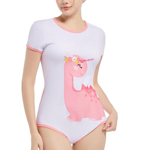 Landofgenie Onesie Damen Baumwolle Bodies für Damen Bodysuit Onesie Romper Weiß L von Landofgenie