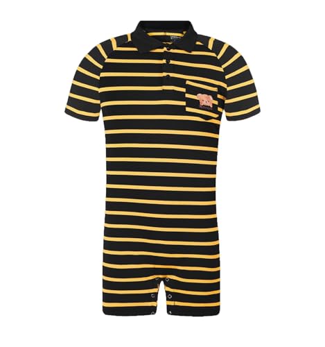 Landofgenie Onesie Pyjama Herren Kurzarm Baumwolle Strampler One Piece Bodysuit Gestreiftes Romper für Männer Schwarz 3XL von Landofgenie