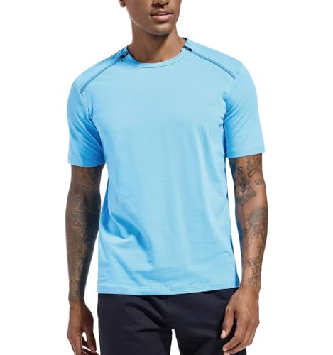 Landofgenie Unisex Sportshirts nach Schulterchirurgie Operationen für Herren und Damen Funktionsshirt mit Linke und rechte Seite Reißverschlüsse Activewear-T-Shirts Blau L von Landofgenie
