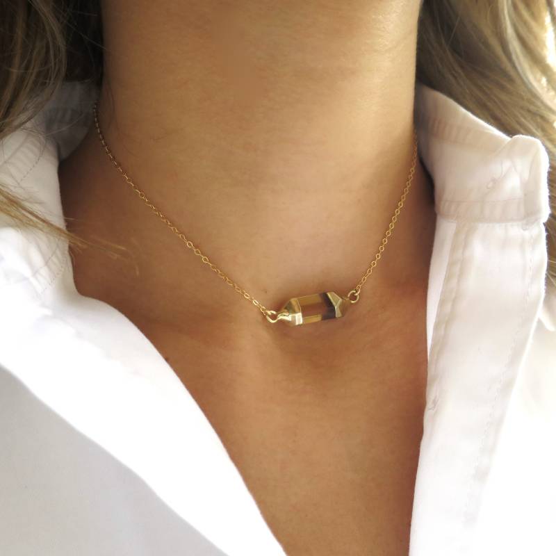 Gold Halsband Halskette, Zierliche Kristall Halskette Für Frauen, Geschenk Sie, Quarz von LandonLacey