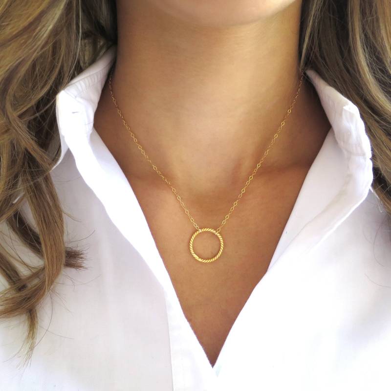 Gold-Kreis-Halskette, Zierliche Gold Ring Halskette, Offenen Kreis 14 K Gefüllt Goldkette, Minimale Einfache von LandonLacey