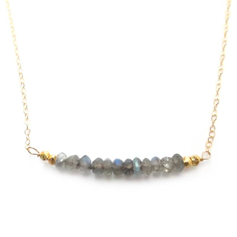 Labradorit Bar Halskette, Gold Zarte Halskette Labradorit, Zierliche von LandonLacey