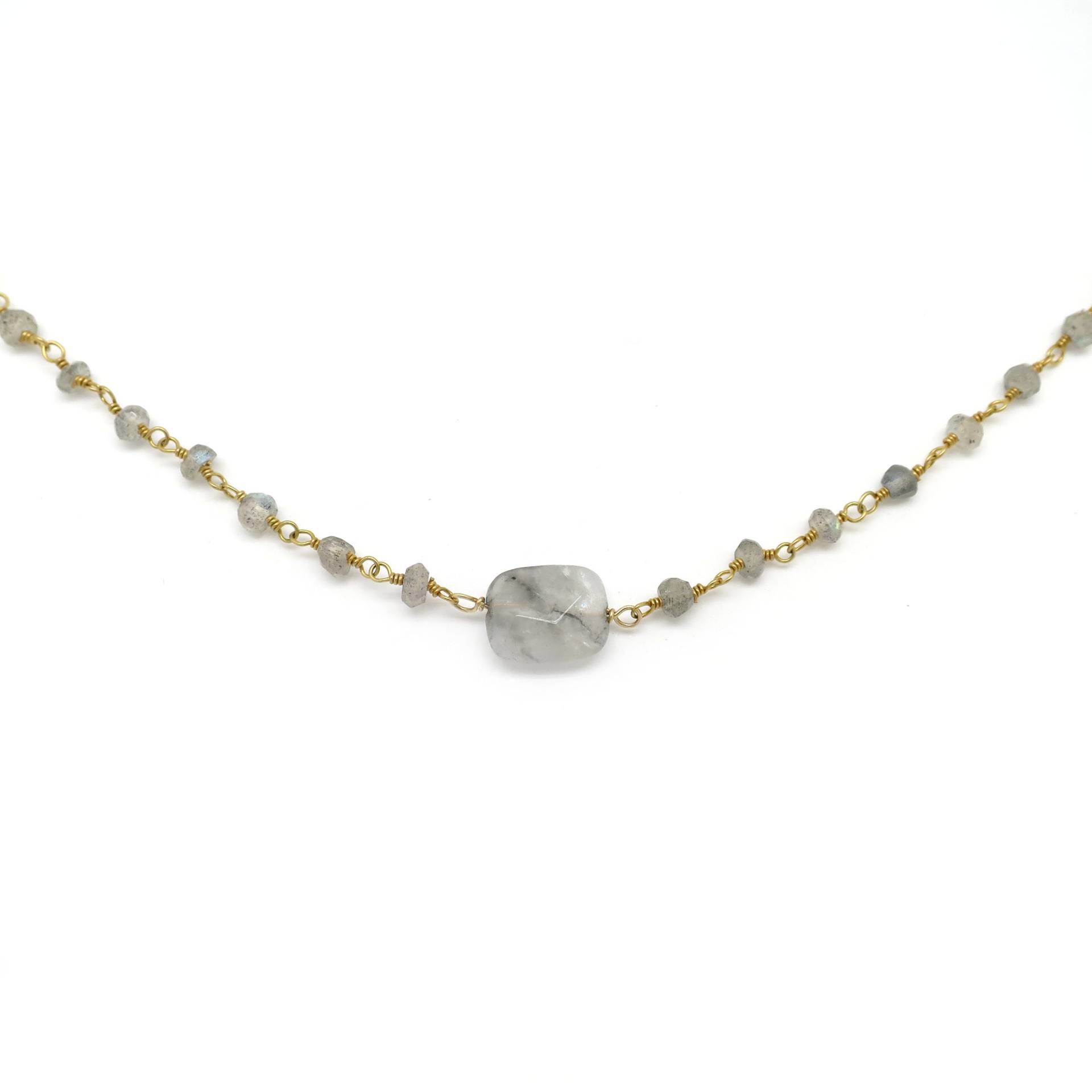 Labradorit Perle Halskette, Edelstein Halsband Gold Rosenkranz Kette von LandonLacey