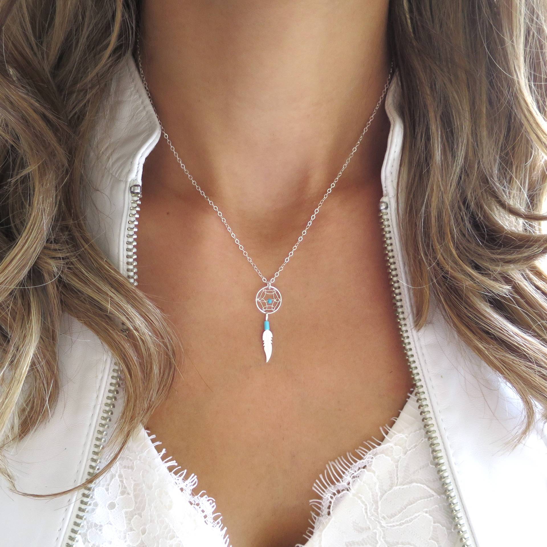 Silberne Traumfänger Halskette, Anhänger, Boho Zierliche Silber Halskette von LandonLacey