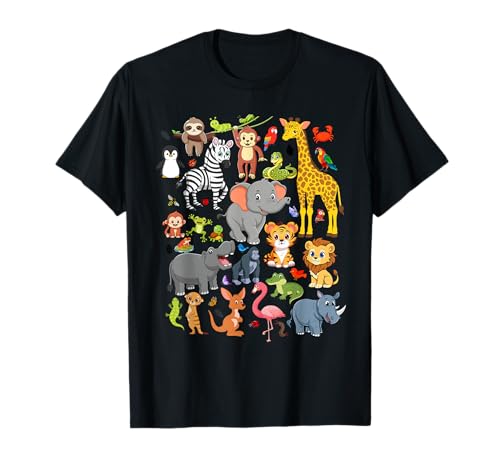 Zoo Tiere Kinder Geburtstag Dschungel Safari Party T-Shirt Zoo Tiere Kinder Geburtstag Dschungel Safari Party T-Shirt von Landons Closet