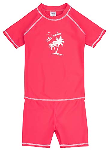 Landora®: Baby- / Kinder-Badebekleidung kurzärmliges 2er Set mit UV-Schutz 50+ und Oeko-Tex 100 Zertifizierung, rot/pink in 134/140 von Landora
